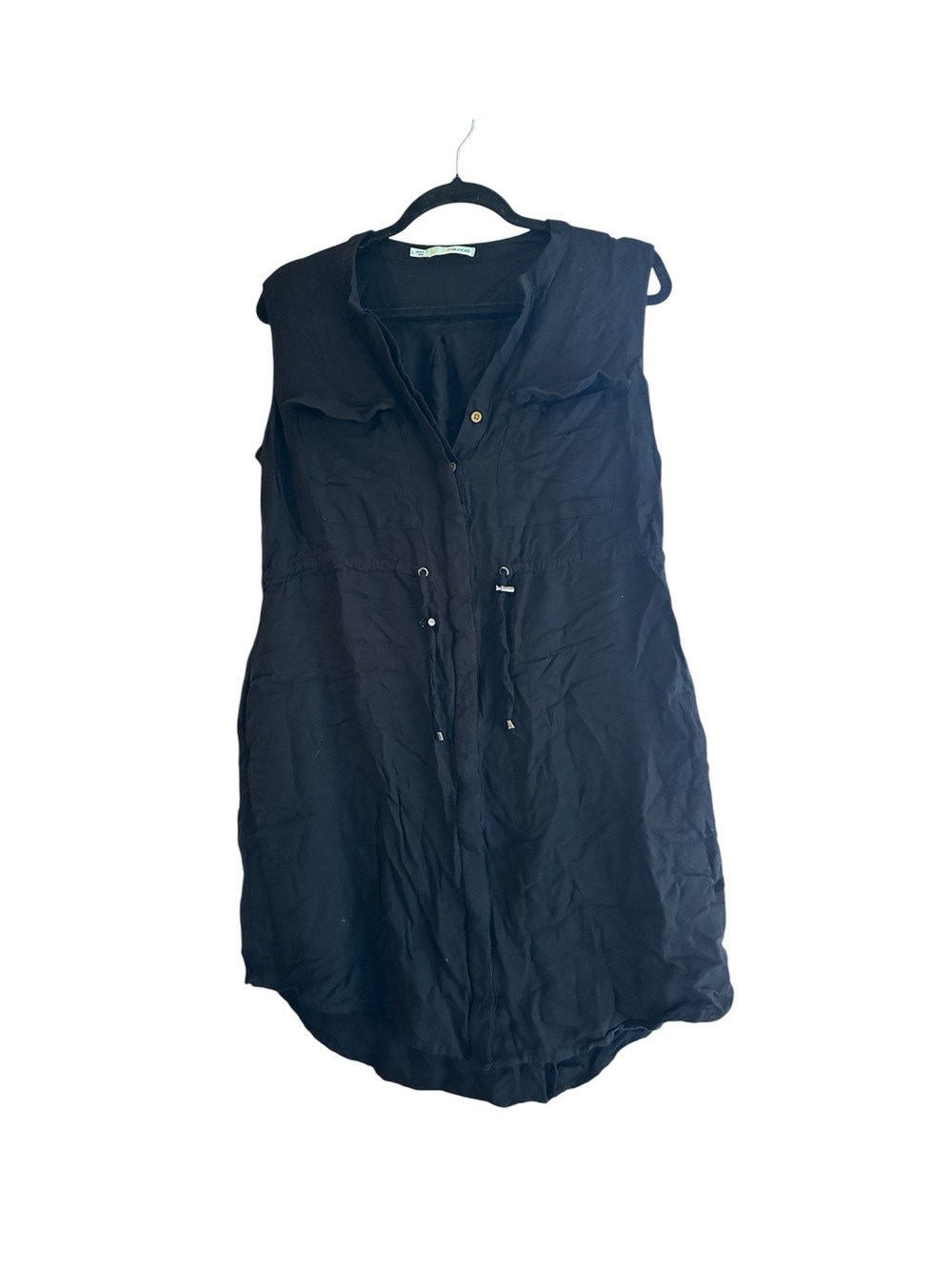 • Maurices Sleeveless Black Button-Front Shirt Dress •